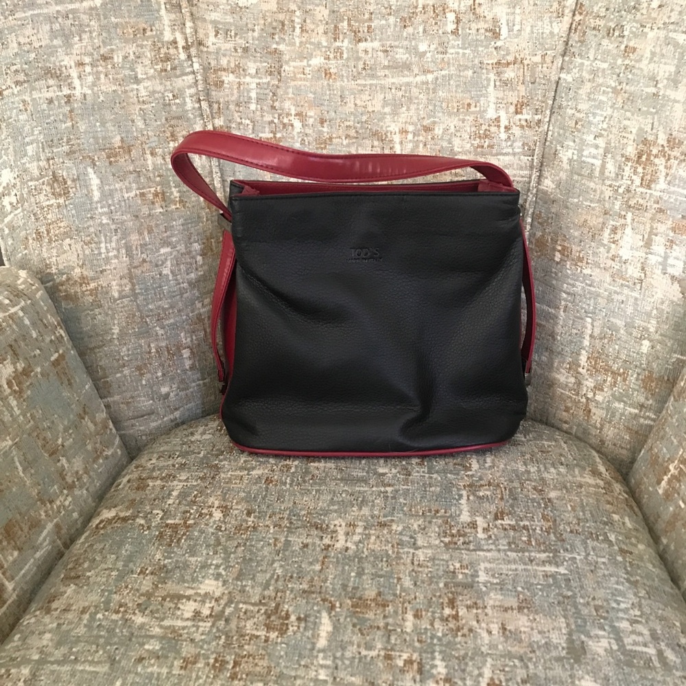 Tods Black Mini Top Handle Leather Purse